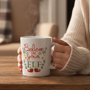 Charming 5 piece set Holiday Mugs with Festive Design